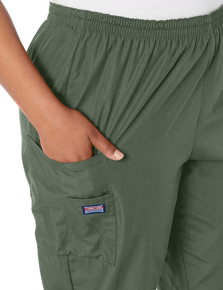 Cherokee Damen Workwear Cargo-Hose mit elastischer Taille Klassisch L Olivgrün, L Olivgrün