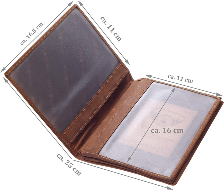 Greenburry Leder-Ausweismappe mit Petri Heil Motiv - Leder Angelausweis-Mappe - 16,5x12cm