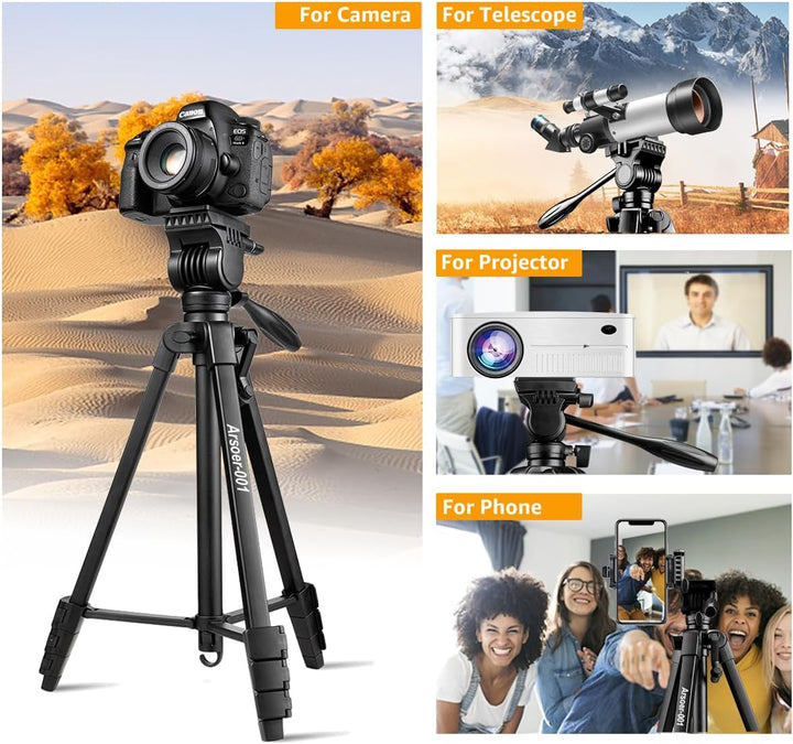 Kamera Stativ, Arsoer 152 cm Stativ mit Fluidkopf für Sony/Canon/Nikon Kamera, Aluminium Handy Stati