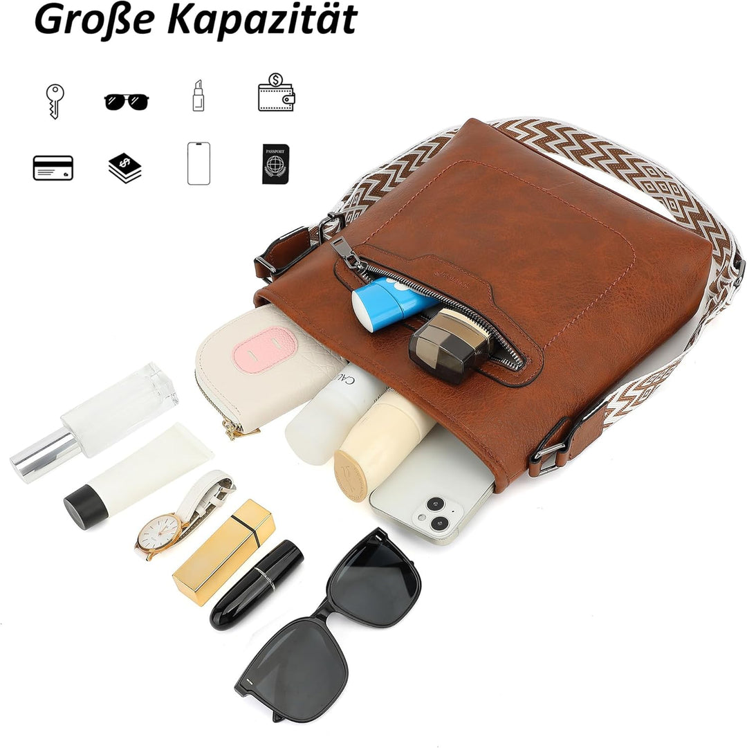 TANTOMI Umhängetasche Damen, Leicht Damen Schultertasche aus PU Leder, Handtasche Damen für Verstell