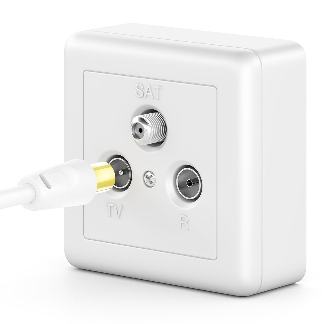 deleyCON 10m TV Antennenkabel (IEC-Stecker auf IEC-Kupplung) Koaxial Kabel HDTV 4-fach Schirmung 2x