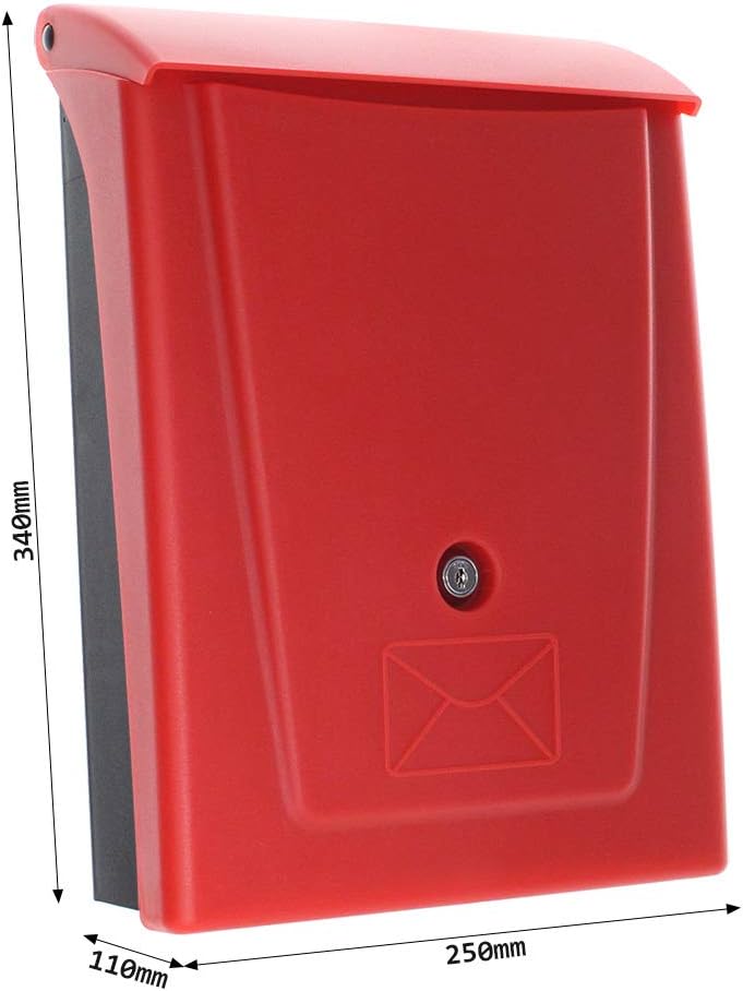 Rottner T06255 Briefkasten, Rot/Schwarz, 340x250x110