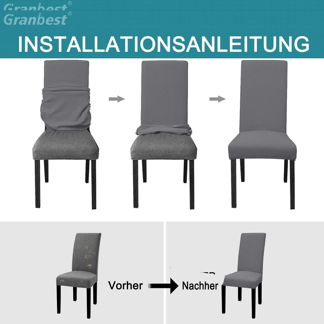 Granbest Premium Wasserdicht Esszimmerstuhl Abdeckungen Satz Von 6, Elastische Hohe Zurück Stuhlhuss
