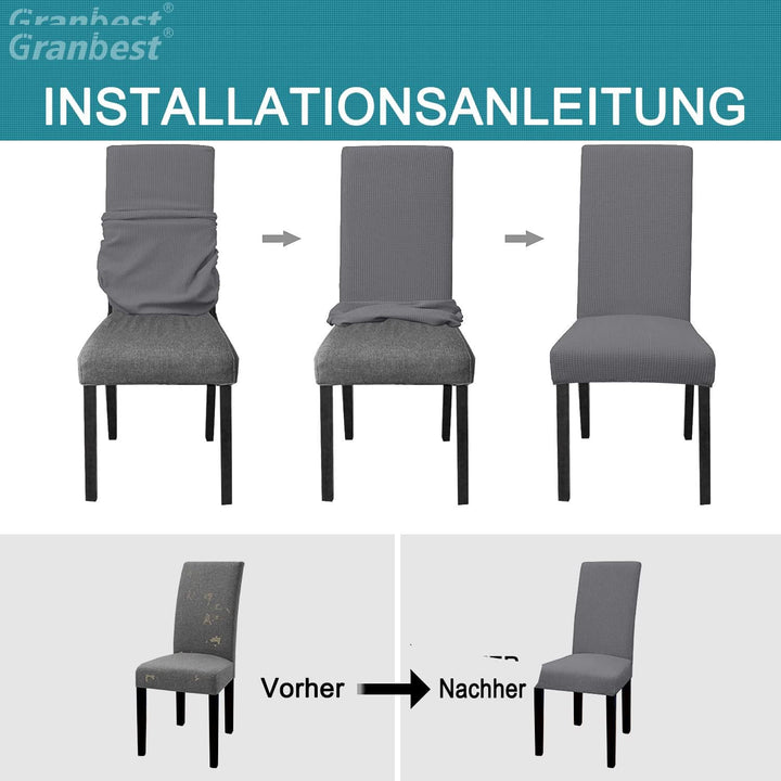 Granbest Premium Wasserdicht Esszimmerstuhl Abdeckungen Satz Von 6, Elastische Hohe Zurück Stuhlhuss