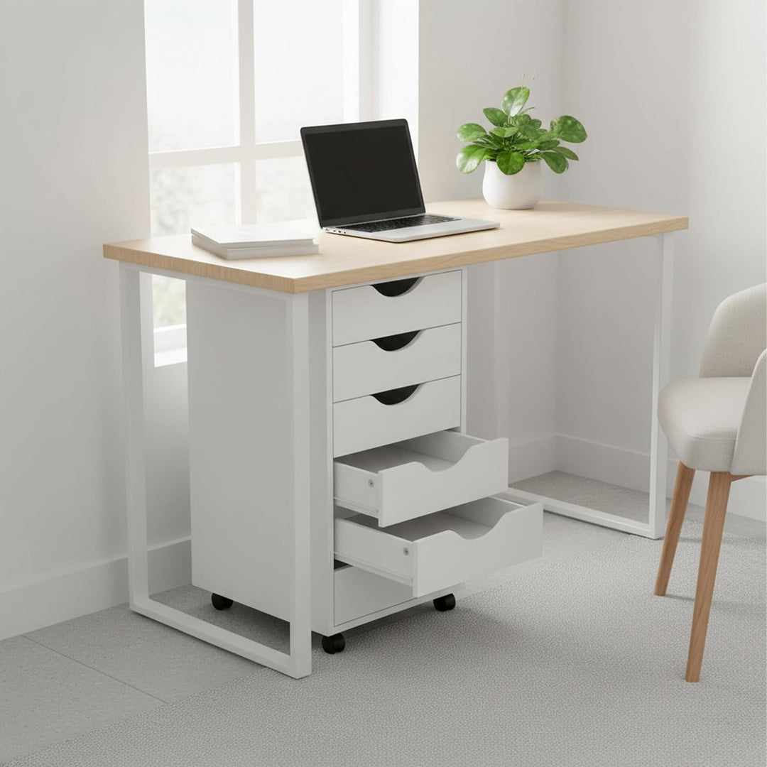 Relaxdays Rollcontainer, 6 Schubladen, HxBxT: 78 x 40 x 40 cm, Aktenschrank auf Rollen, Bürocontaine