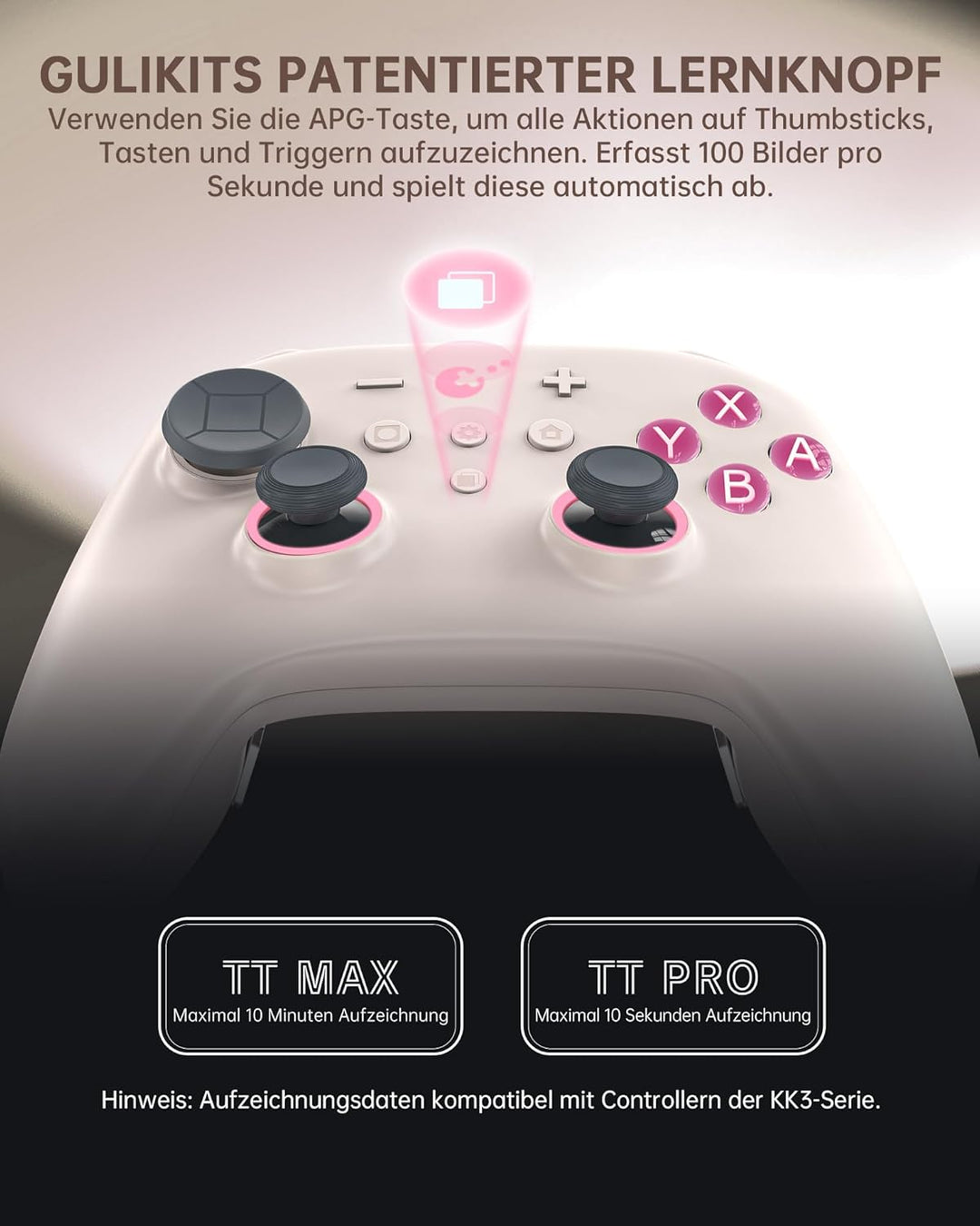 GuliKit TT Wireless Controller für PC, Android, iOS, Switch 1/2, TMR Joysticks, Aufweckfunktion und