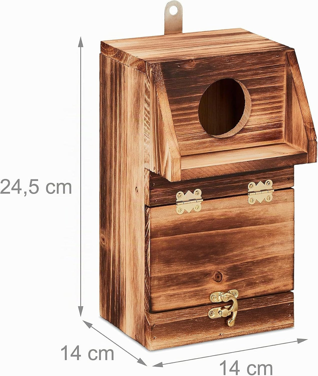 Relaxdays Nistkasten für Kohlmeise &amp; Gartenrotschwanz, mit Reinigungsklappe, Holz, Vogelnistkasten z