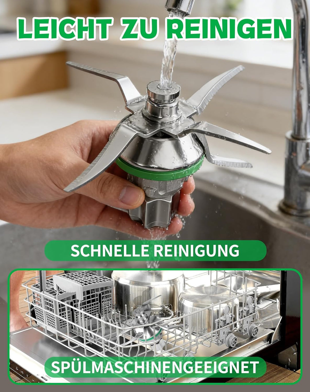 Messer für Vorwerk Thermomix TM5, TM6 und TM7 – Edelstahl Mixmesser & Teigmesser mit Dichtring, pass
