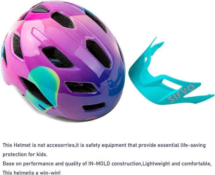 SIFVO Fahrradhelm Kinder Jungen und Mädchen 50-57cm, Kinder Fahrradhelm mit Abnehmbarem Visier Kinde