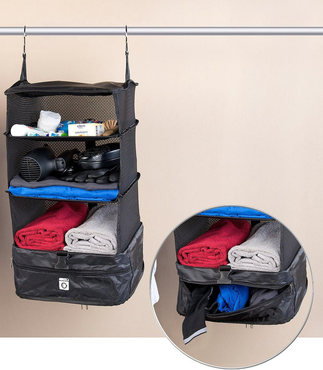 Xcase Koffer Regalsysteme: 2er-Set XL-Koffer-Organizer, Packwürfel zum Aufhängen, 30 x 64 x 30 cm (O