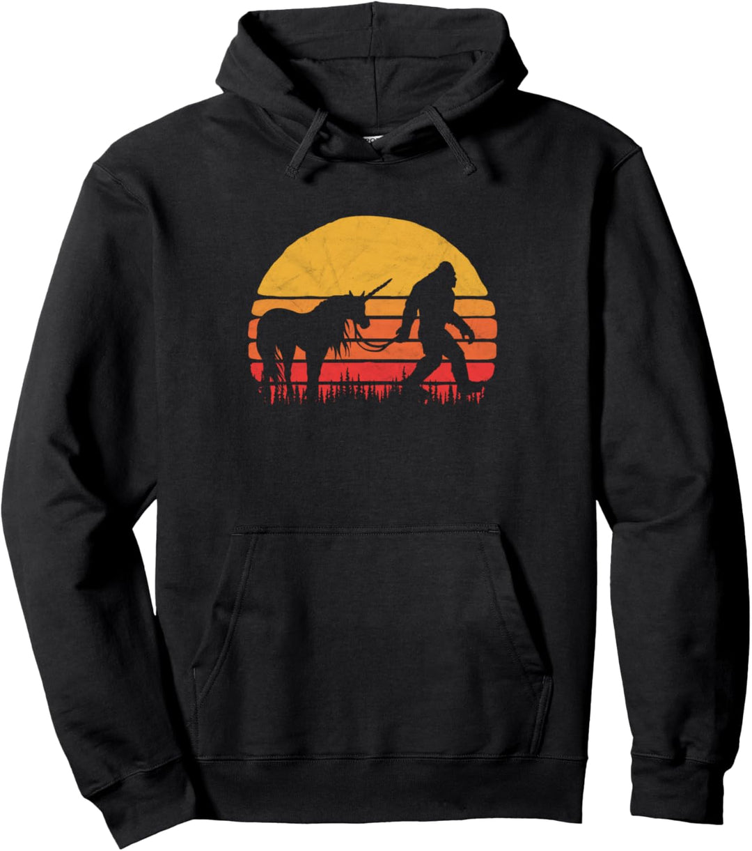 Funny Bigfoot / Sasquatch & Unicorn Retro Legends! Pullover Hoodie