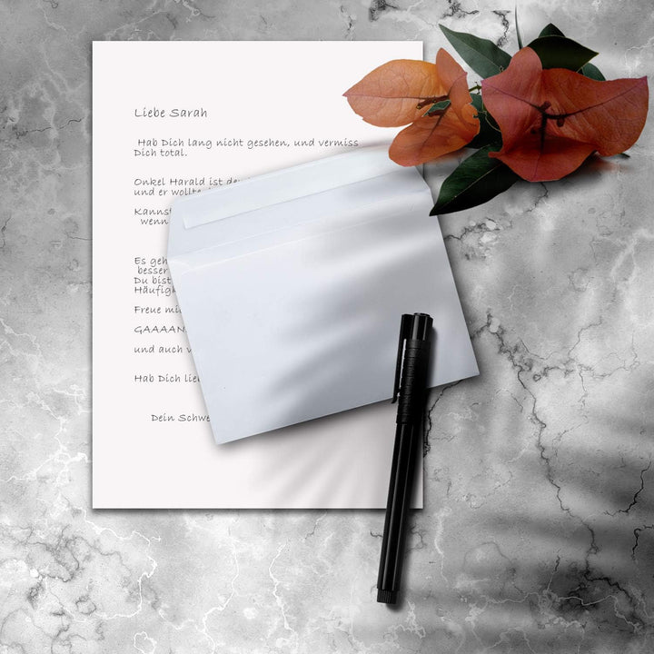 100x Briefpapier-Sets DIN A4 mit C6 Briefumschlägen, Haftklebung - Weiss - mattes Schreibpapier mit