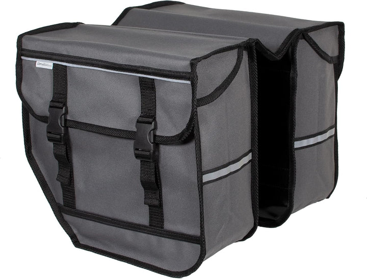 BikyBag Model M – Doppelte Fahrradtaschen für Gepäckträger (Grau), Grau