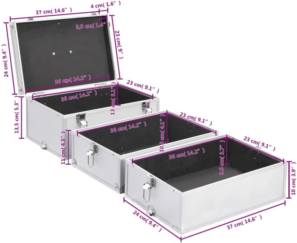 vidaXL Kosmetikkoffer 37x24x40cm Schminkkoffer Schmuckkoffer mehrere Auswahl Silber, Silber