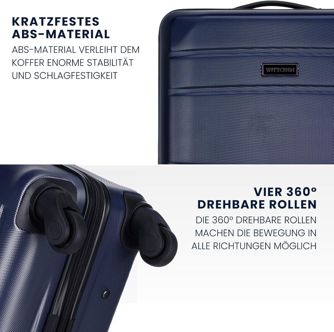 WITTCHEN Globe Line Grosser Koffer Trolley Reisekoffer aus ABS Hartschale 4 Rollen Zahlenschloss | G