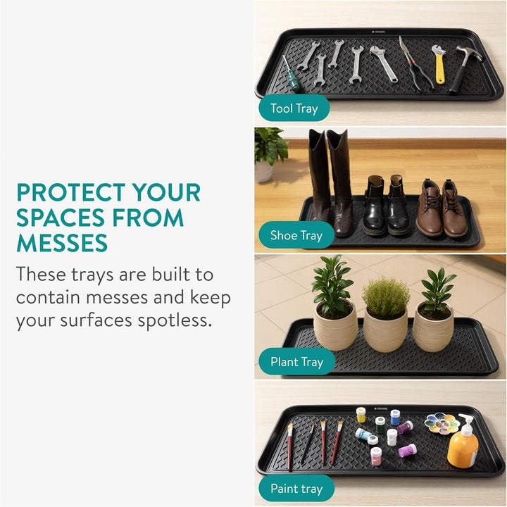 Navaris 3er Set XL Schuhablage Schuhabtropfschale - Schuhmatte Abtropfmatte - Abtropfmatte Schuhe -