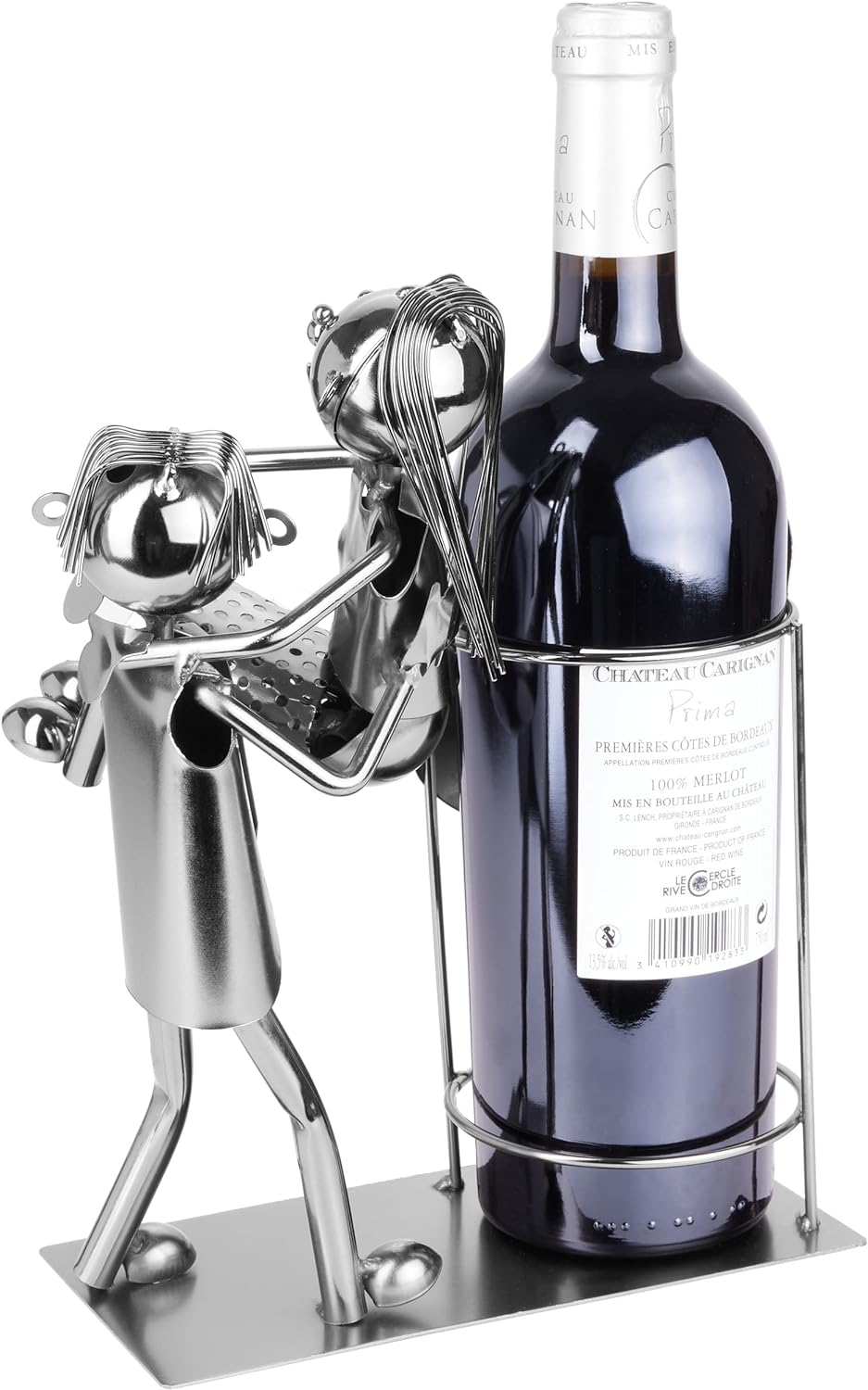 Brubaker Flaschenhalter Liebespaar mit Herzen Metall Skulptur inklusive