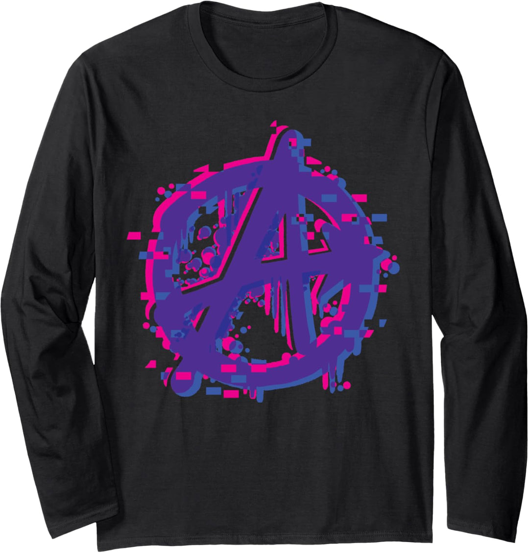 Marvel Avengers Spray Painted Glitched Logo Langarmshirt