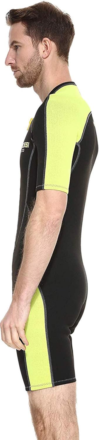 Cressi Lido Man - Shorty Neopren High Stretch 2 mm Neoprenanzug für Herren Schwarz - Gelb L, Schwarz