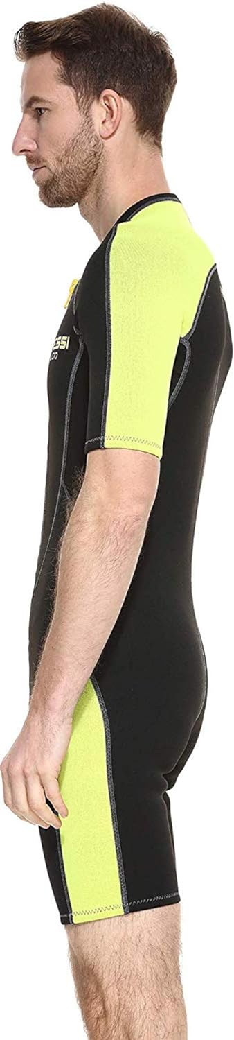 Cressi Lido Man - Shorty Neopren High Stretch 2 mm Neoprenanzug für Herren Schwarz - Gelb XS, Schwar