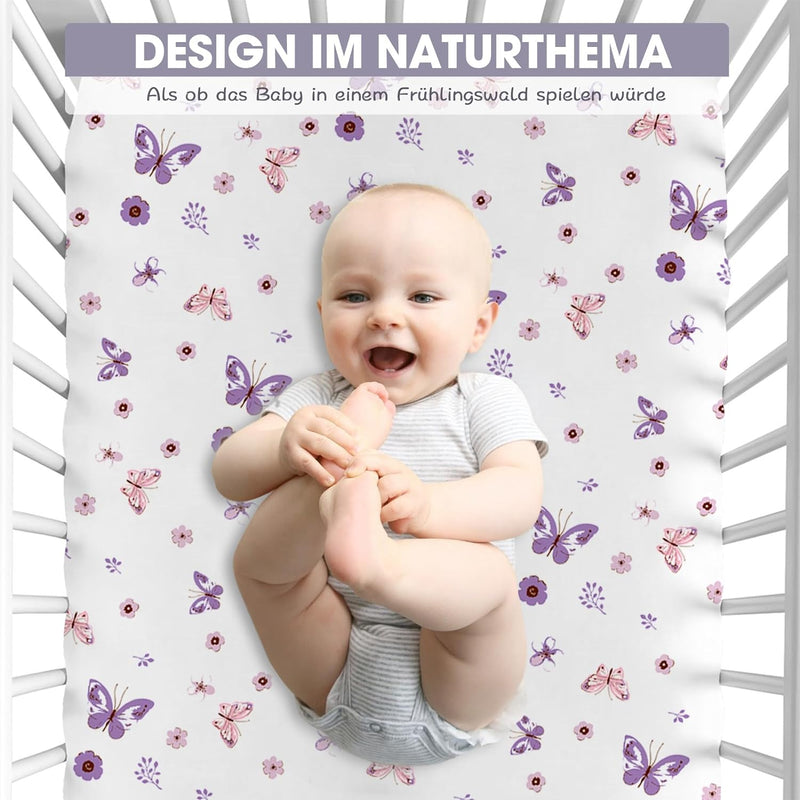 Bimocosy Spannbettlaken Spannbetttücher Laken für Babybetten Kinderbett 60x120 cm, 100% Mikrofaser,