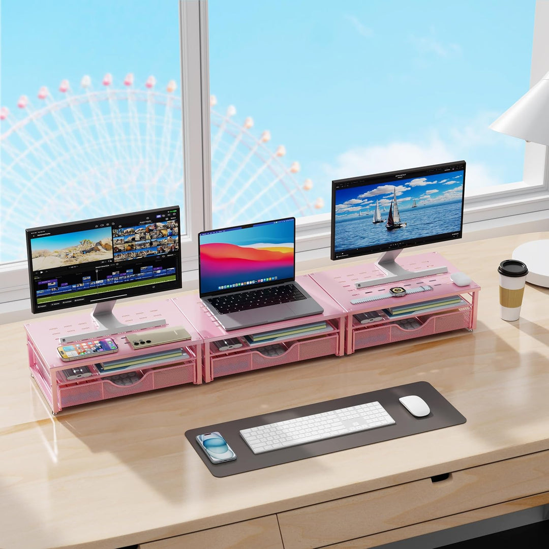 Computer-Monitorständer, Schreibtisch-Organizer mit Schublade, Schreibtischzubehör & Desktop-Aufbewa