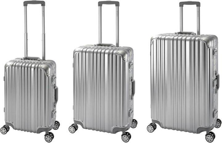 Travelhouse London Koffer Silber S-55cm, M-65cm, L-77cm · 3er-Set · Alu Rahmen · Polykarbonat Hartsc