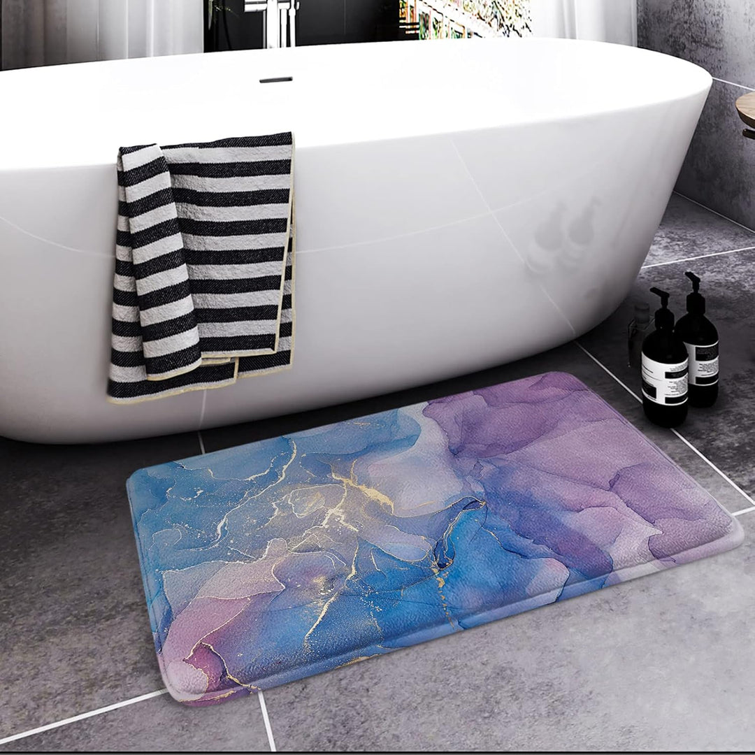 Britimes Badematte, Marmor-Textur, abstrakte Badezimmerteppiche, kein Seiden, bunt, moderne Kunst, w