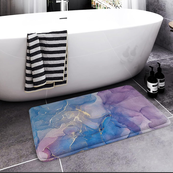 Britimes Badematte, Marmor-Textur, abstrakte Badezimmerteppiche, kein Seiden, bunt, moderne Kunst, w