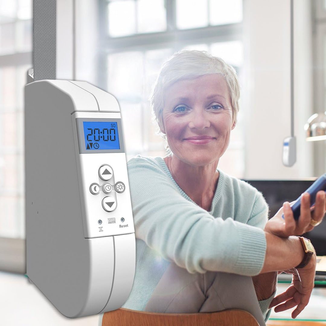 eWickler Comfort eW920-M elektr. Gurtwickler für Minigurt 15mm Schwenkwickler Weiss eW920-Minigurt A