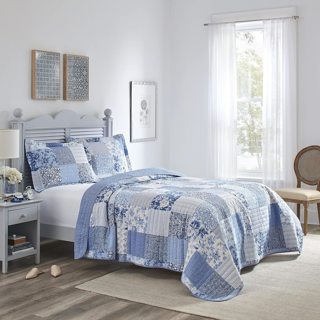 Laura Ashley - Bettwäsche-Set für King-Size-Betten, wendbare Baumwollbettwäsche mit passenden Kissen