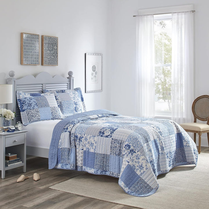 Laura Ashley - Bettwäsche-Set für King-Size-Betten, wendbare Baumwollbettwäsche mit passenden Kissen