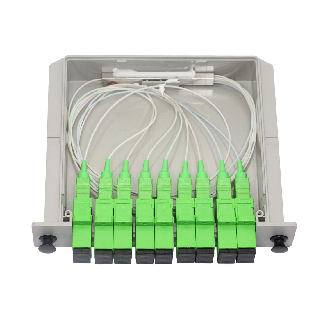 GINTOOYUN 1 x 8 Glasfaser-Splitter SC/APC Splitter Kassettenkarte Einstecken Singlemode für Hausverd