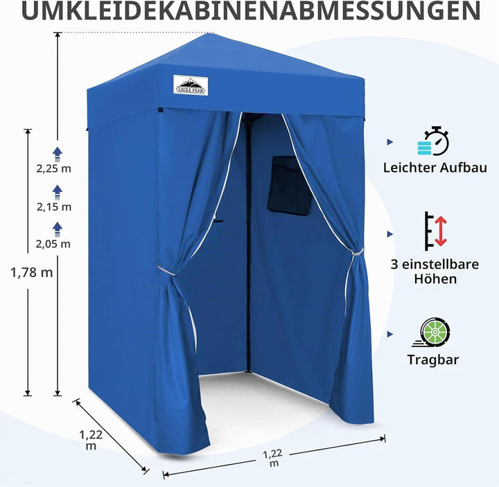 EAGLE PEAK Pop-up-Umkleidezelt 1,2 x 1,2 m, Blau, Blau