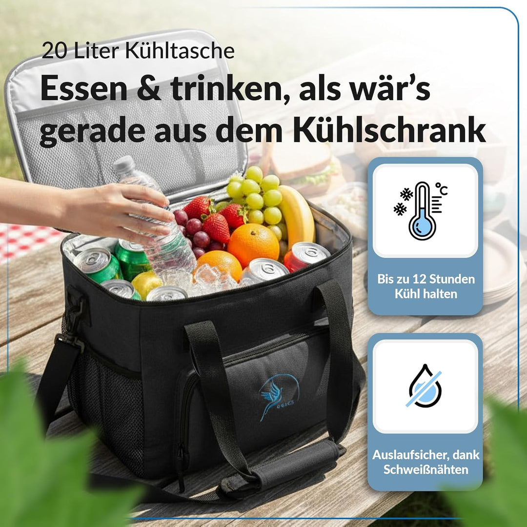 Obics Kühltasche 20L & 30L - Kühlbox faltbar mit integriertem Flaschenöffner - langlebig Dank wasser