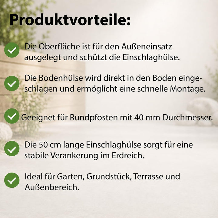 TRUTZHOLM 3X Einschlaghülse Ø 40 mm – 50 cm – verzinkte Bodenhülse für Zaunpfosten & Sichtschutz – P