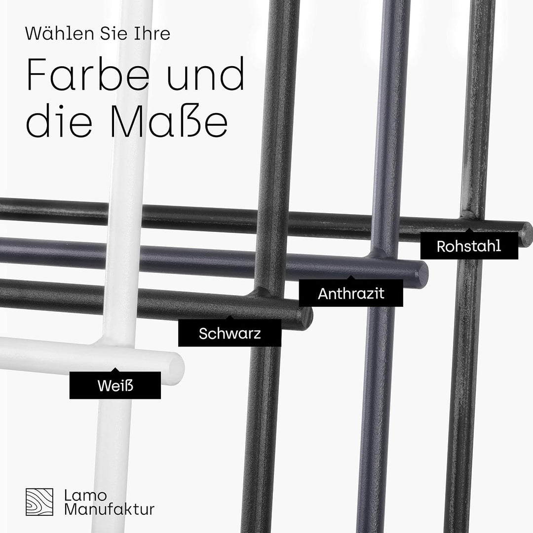 LAMO Manufaktur Handtuchleiter Handtuchhalter Zeitschriftenhalter Loft, 130x60 cm, Rohstahl mit Klar