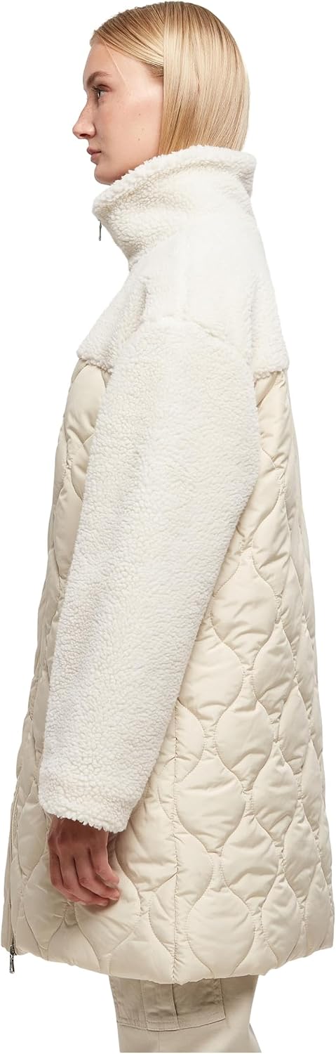 Urban Classics Ladies Oversized Sherpa Quilted Coat, Oversize Fit Frauen Mantel mit Taft gefüttert,