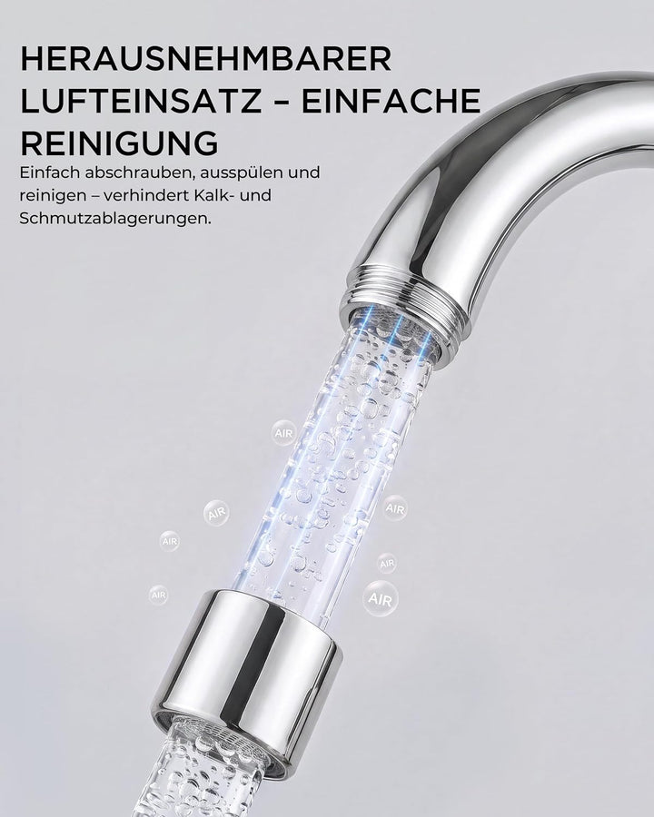 FORIOUS Küchenarmatur, Wasserhahn Küche Mischbatterie, 360° Schwenkbar, Heiss und Kaltwasserregelung