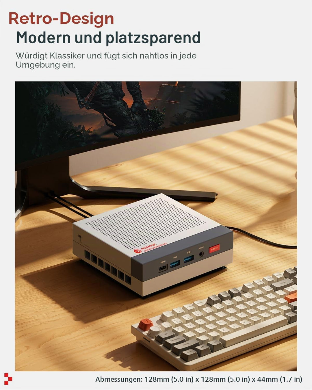 ACEMAGIC Retro X3 Mini PC, AMD Ryzen 7 H 255 (4.9GHz, 8C/16T), 16B LPDDR5 1TB NVMe SSD, AMD Radeon 7
