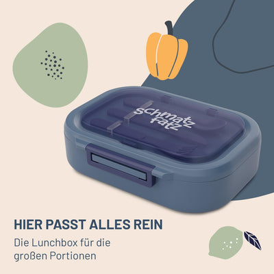 schmatzfatz Lunchbox, Unterteilte Brotdose für Erwachsene & Kinder, Lunchbox mit Fächern, Bento-Box