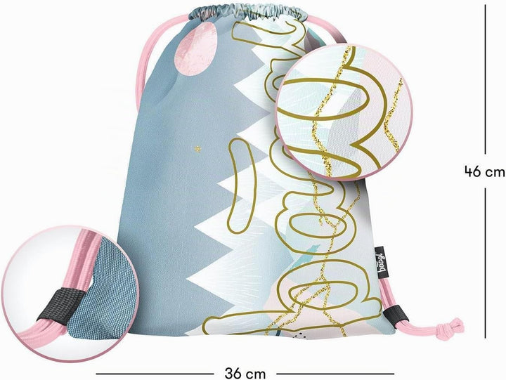 Baagl Federmäppchen Turnbeutel Set 2-teilig Mädchen Schule Gymsack - Moon | Mäppchen Sportbeutel Fed