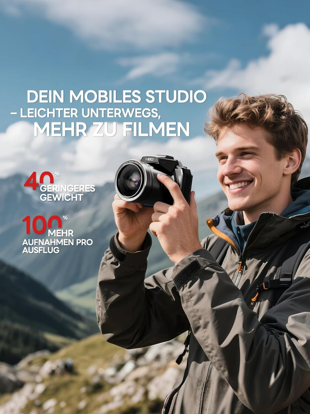 NBD 8K Digitalkamera 64MP mit Autofokus & 16X Zoom, F1.8 Nachtsicht, WiFi – Leichtes 500g Vlogging K