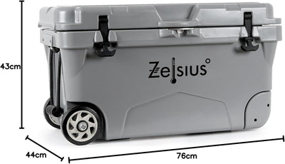 Zelsius Kühlbox 50 Liter mit Räder | Coolbox | Fahrbare Cooling Box ideal für Auto Camping Urlaub An