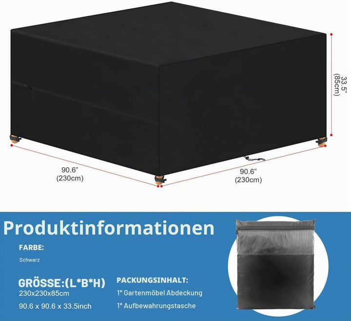 VANSHEIM Gartenmöbel Abdeckung Wasserdicht Schutzhülle Gartenmöbel Abdeckung für Tisch und Stühle Ab