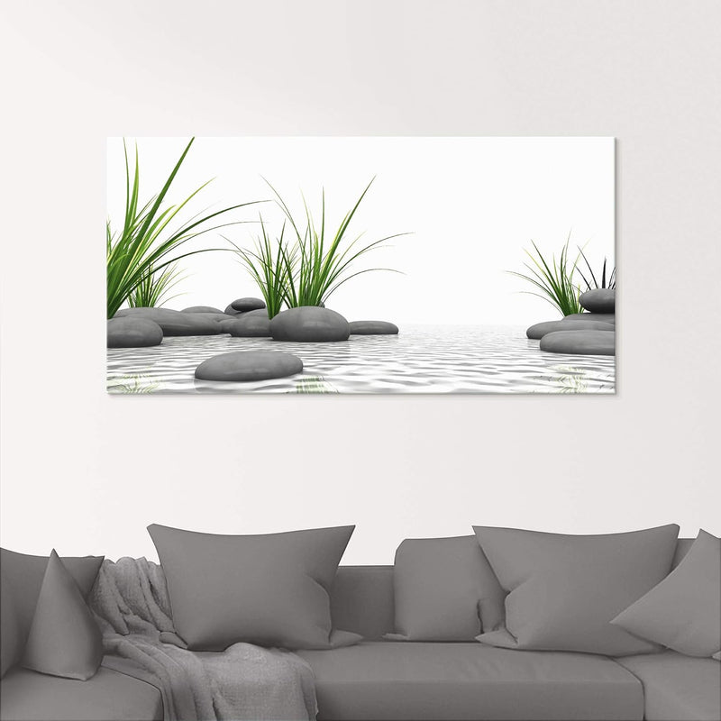 ARTland Glasbilder Wandbild Glas Bild einteilig 60x30 cm Querformat Wellness Zen 3D Steine Entspannu