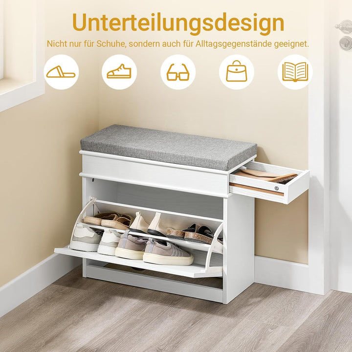 SoBuy Schuhbank mit Sitzkissen Stauraum Schuhschrank Schuhregal schmal platzsparende Sitzbank mit St