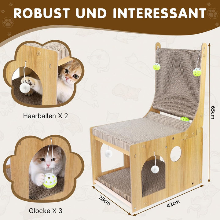 Kratzbretter Katze 65 cm Hohe L-Förmige Kratzpappe für Katzen, Hochdichtes Verschleissfestes Multifu