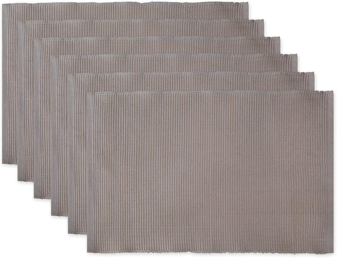 DII Basic Everyday Tischset, gerippt, 100% Baumwolle, 33 x 48 cm, Grau, 6-teilig, Grau
