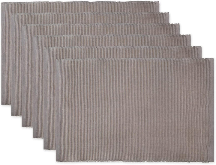 DII Basic Everyday Tischset, gerippt, 100% Baumwolle, 33 x 48 cm, Grau, 6-teilig, Grau